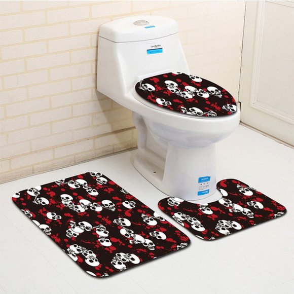 Other - 3Pcs Skull Toilet Bathroom Mat Set Non-Slip